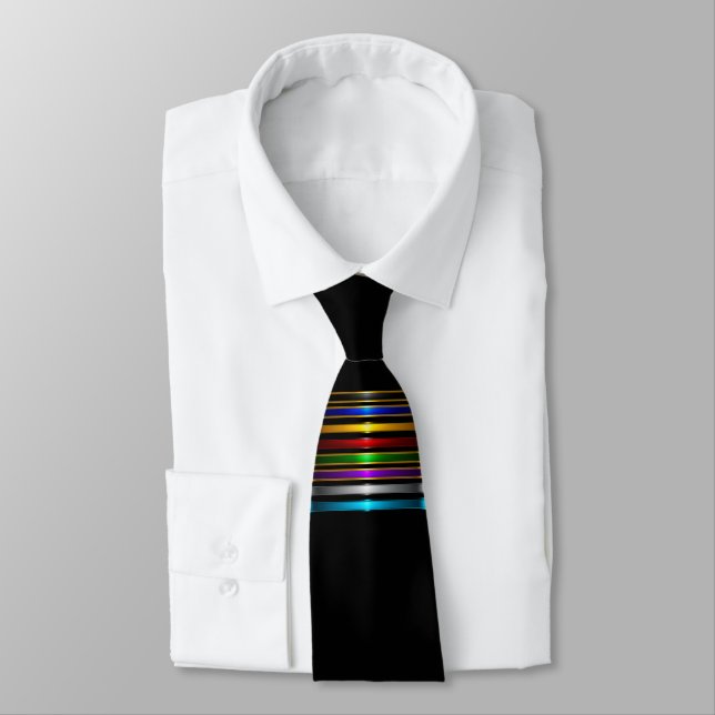 Cravate Elegant Metallic Gradient Stripes Design (Attaché)