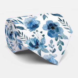 Cravate Elégant Modèle Floral Bleu Pour Mariages