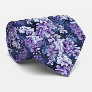 Cravate Elégant modèle floral carrelé à la glycine