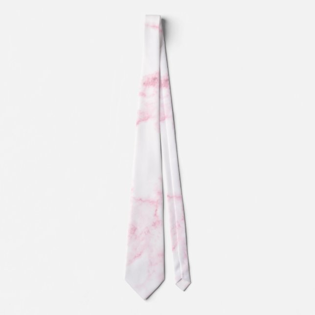 Cravate élégant moderne pastel rose et blanc faux marbre (Devant)