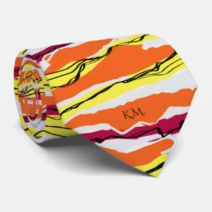 Cravate Élégant Moderne Rétro Géométrique Linnear Monogram