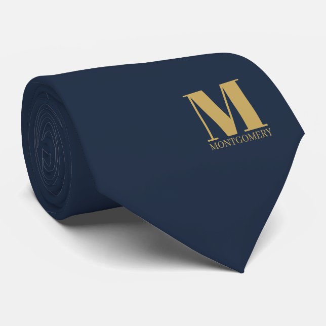 Cravate Elegant Monogram + Name Wedding Tie (Roulé)