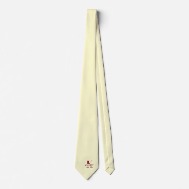 Cravate Élégant Monogramme Crème | Bourgogne (Devant)