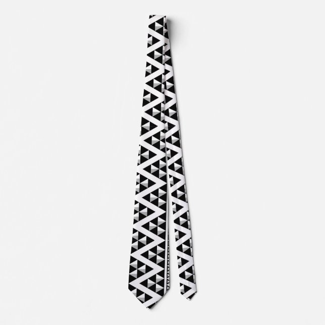 Cravate Elégant Motif aztèque géométrique noir et blanc (Devant)