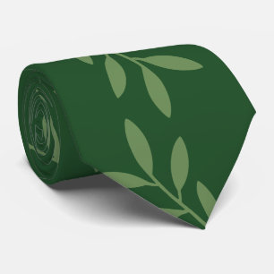 Cravate Élégant motif de feuilles botaniques vertes pour h
