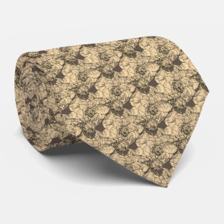 Cravate Élégant motif floral Brown de pivoine