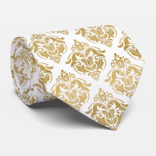 Cravate Elégant Motif géométrique Floral Gold Damques