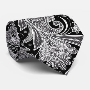 Cravate Élégant Motif noir & blanc Paisley