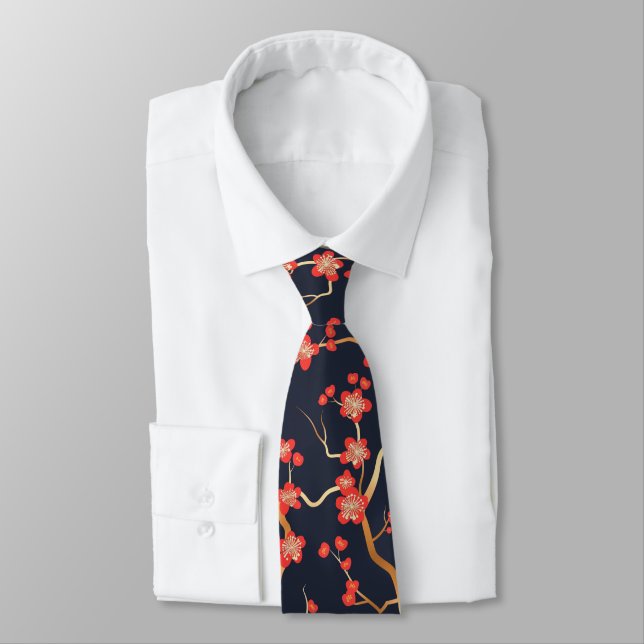 Cravate Élégant Motif sans couture en fleur de cerisier (3 (Attaché)