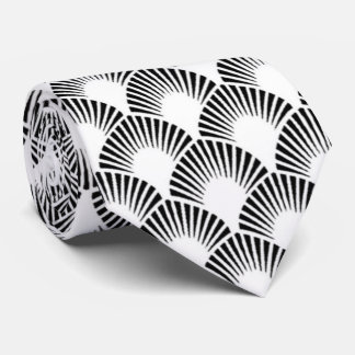 Cravate élégant noir blanc art déco motif