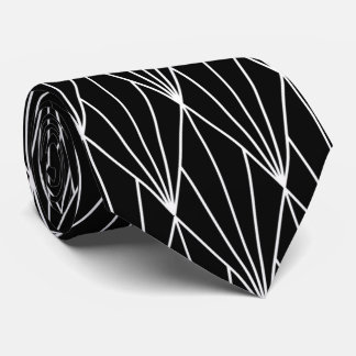 Cravate élégant noir blanc art déco motif