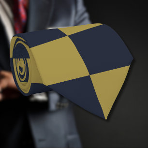 Cravate Elégant or et bleu marine À damiers Motif