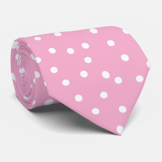Cravate Elegant Pink White Polka Dots Groom Gift