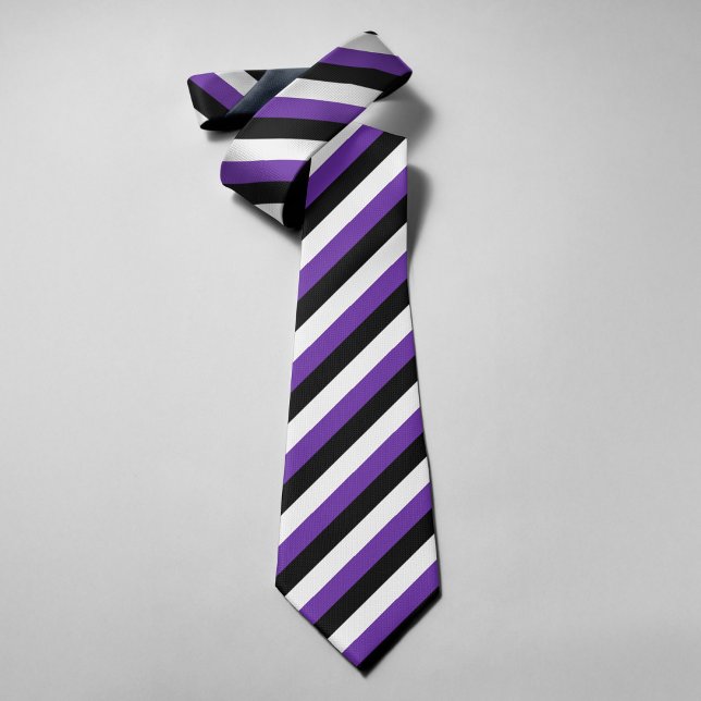 Cravate Élégant Rayures Violettes Noires et Blanches Marié (Créateur téléchargé)