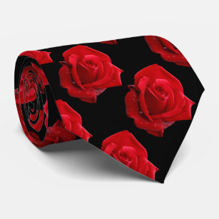 Cravate Élégant Romantique Roses Rouges Floral