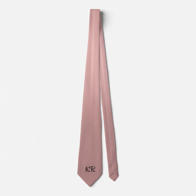 Cravate Élégant Rose Classic Monogrammes Initiales (Devant)