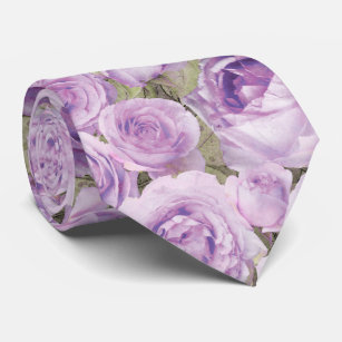 Cravate Élégant Rose de lavande Mariage d'aquarelle floral
