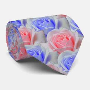 Cravate Élégant rose et bleu poudré Rose Mariage floral