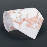Cravate Elégant Rose Gold Foil Marbre blanc chic<br><div class="desc">Élégant Rose Gold Foil | Marbre blanc Necktie avec un motif plus grand tendance marbre blanc et rose rose rose doux veines de feuille de marbre style marbre courant partout. Le motif peut être redimensionné pour une variété d'apparence. Parfait pour votre mariage,  votre élégance ou votre esthétique chic.</div>