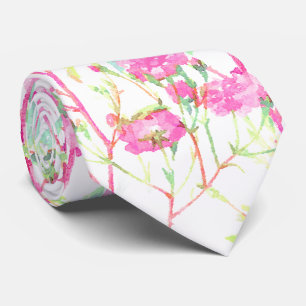 Cravate Elégant rose rose rose aquarelle Mariage floral