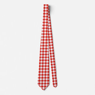 Cravate Élégant Rouge Plaid