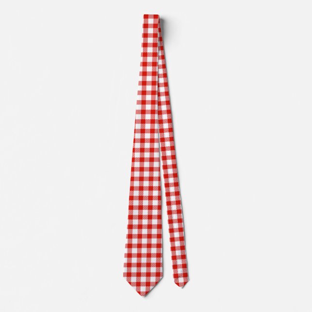 Cravate Élégant Rouge Plaid (Devant)
