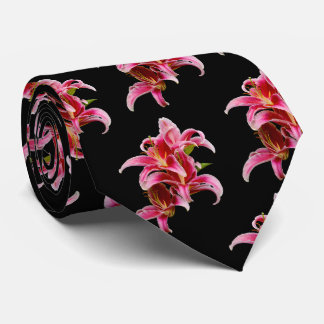 Cravate Élégant stargazer rose floral Lys orientaux