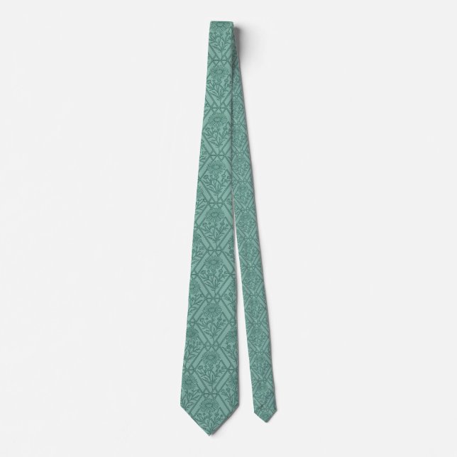 Cravate Elegant Teal Botanical Daisy Geometric Art (Devant)