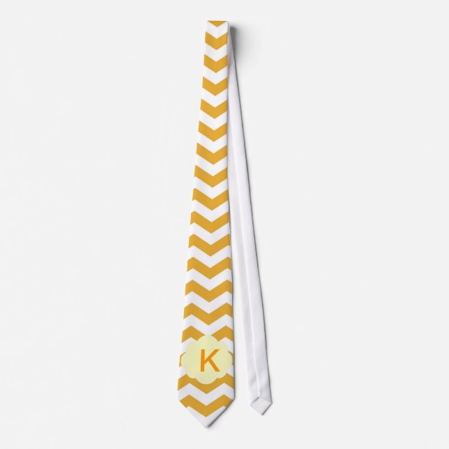 Cravate Élégant, tendance, monogramme chevron jaune classi (Devant)