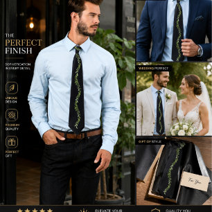 Cravate Élégant Tie à feuilles noires Hommes de vigne fl
