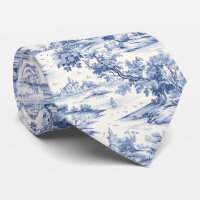 Elégant Toile Bleue Français Romantique Motif