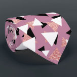 Cravate Elégant triangles géométriques parties scintillant<br><div class="desc">Motif géométrique moderne et tendance avec parties scintillant en or rose, triangles noir et blanc.</div>