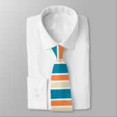 Cravate Élégant Turquoise Turquoise Orange Stripes Monogra (Attaché)