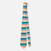 Cravate Élégant Turquoise Turquoise Orange Stripes Monogra (Devant)