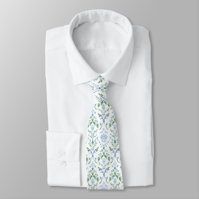 Cravate Elegant white blue green neck tie (Attaché)
