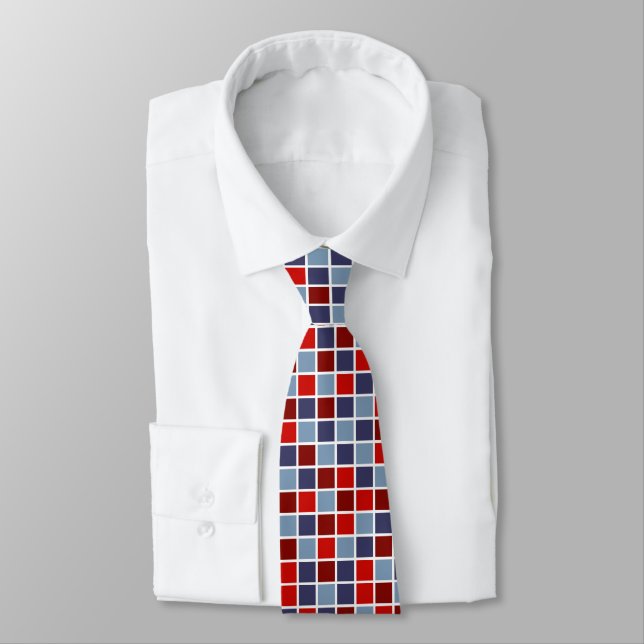 Cravate élégante à carreaux rouges et bleus (Attaché)