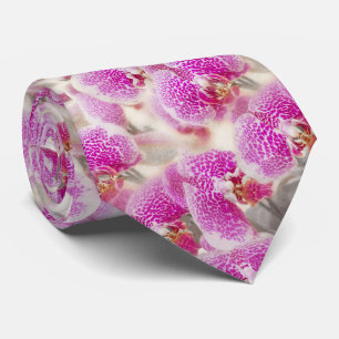 Cravate Elégante aquarelle rose orchidée motif floral
