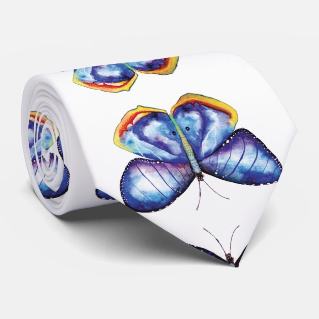 Cravate élégante de papillon d'art bleu (Roulé)