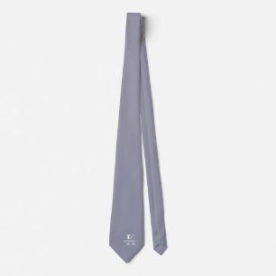 Cravate Élégante Monogramme + Nom Gris Pièce de Monnaie