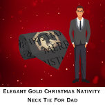 Cravate Élégante Nativité de Noël Or<br><div class="desc">Élégante Nativité d'or noir Joyeux Motif de Noël. Ça fait un grand cadeau pour papa.</div>