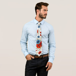 Cravate Élégante Parties scintillant rouge et or Poppies c