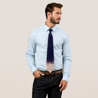 Cravate Elégante Rose bleu marine Parties scintillant Gold