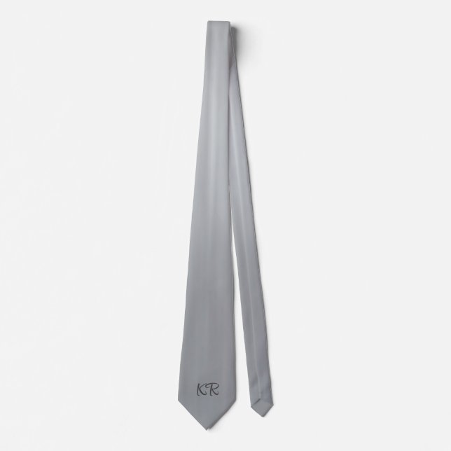 Cravate Élégantes Initiales Monogramme Classique Gris Arge (Devant)