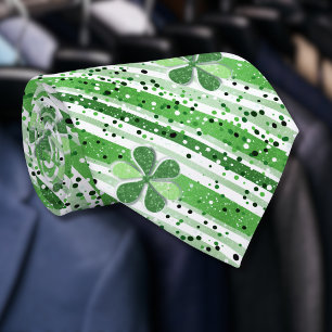 Cravate Élégantes rayures vertes et blanches Shamrock Pail