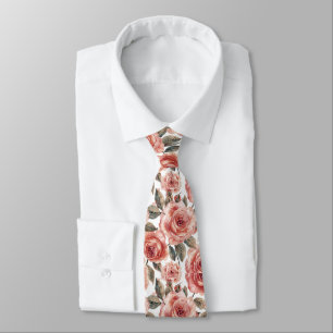 Cravate Élégantes Roses Roses Rose Fleur Mariage Aquarelle