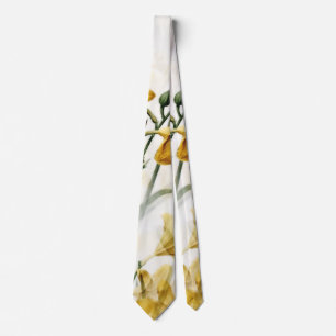 Cravate Élégants lys jaune doré aquarelle florale