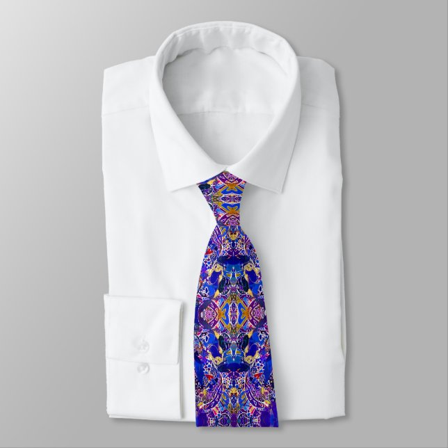 Cravate Éléments abstraits bleus mignons (Attaché)