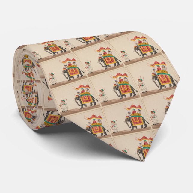 Cravate Elephant indien décoré avec un Howdah à canopée (Roulé)