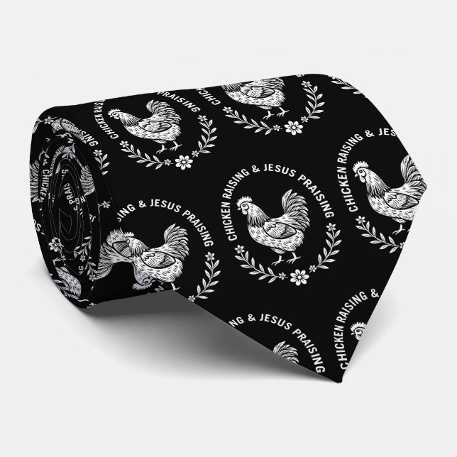 Cravate Élevage de poulet et collecte de Jésus (Roulé)