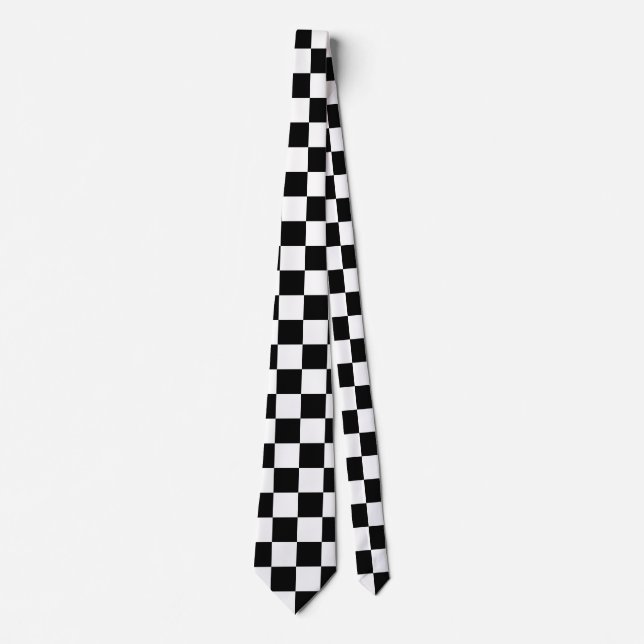 Cravate Emballage du grand noir de motif Checkered de (Devant)